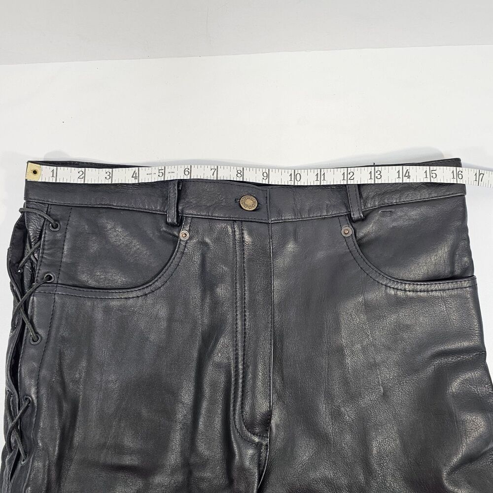 Vanguard Leather of America Women Side Lace Up Motorcycle Biker Cowhide Pants 14 - Picture 7 of 8